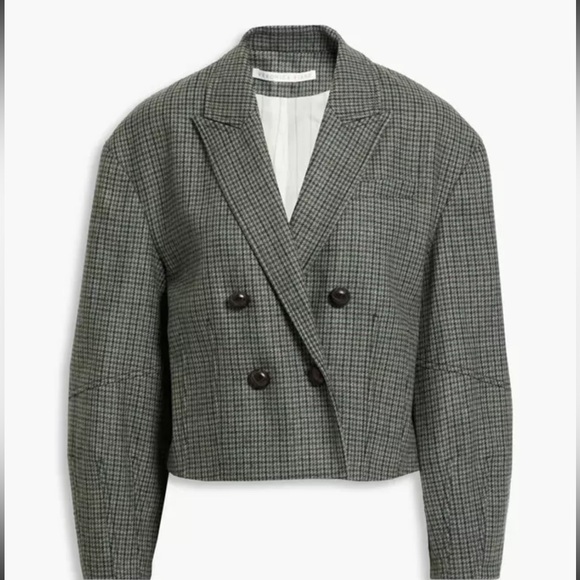 Veronica Beard Sybille Cropped Houndstooth Wool Blend Blazer, Size: 6 - Picture 3 of 9
